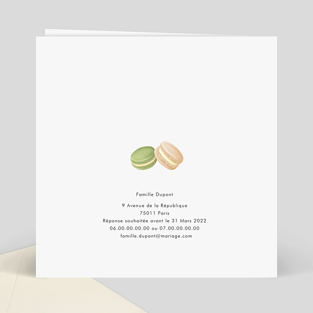Faire-part de Mariage Gourmandise Verso