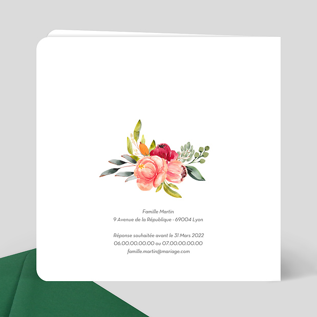 Faire-part Mariage Jardin Anglais Verso
