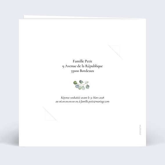 Faire-part Mariage Couronne Eucalyptus avec Graines