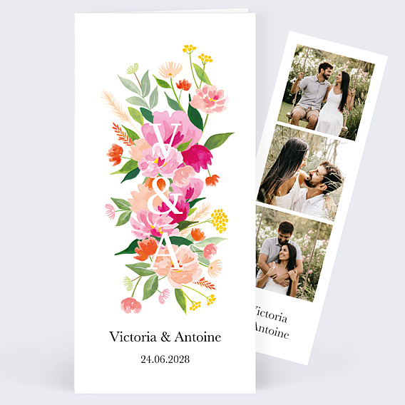Faire-part Mariage Bouquet Champêtre Aquarelle