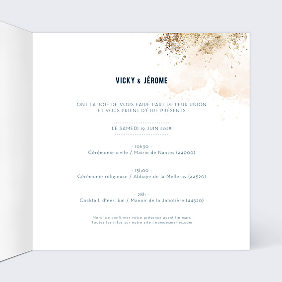 Faire-part Mariage Dorure Mystique