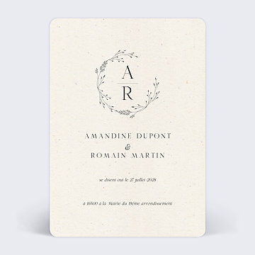 Faire part Mariage Initiales Raffines