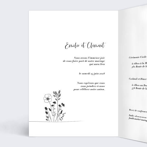 Faire part mariage Béguin Intérieur Gauche