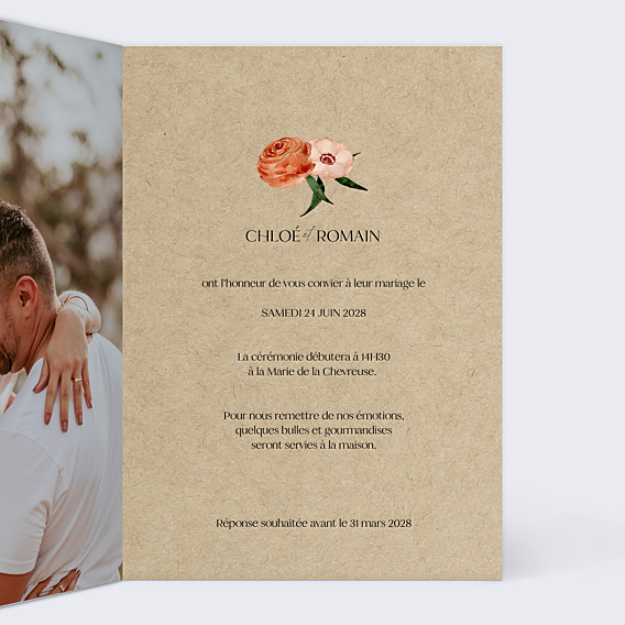 Faire-part Mariage Couronne Dahlia et Renoncules