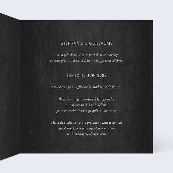 Faire part mariage Ardoise Multi-photos Intérieur Droit