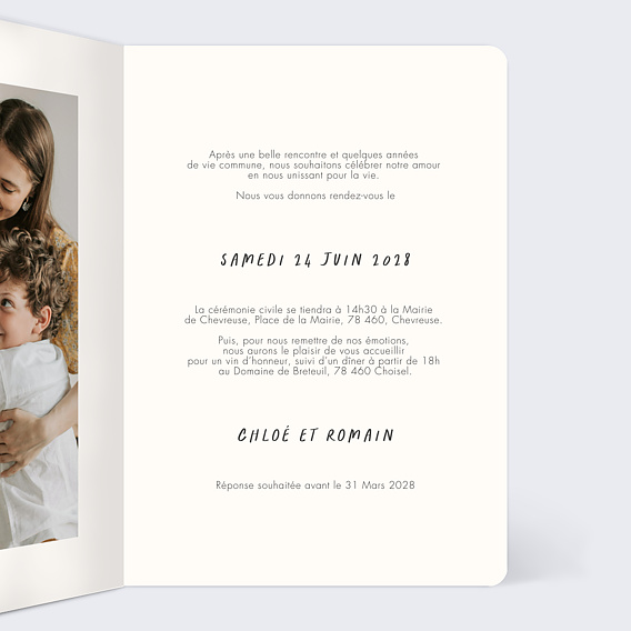 Faire part mariage Faire-part de Mariage Enfant Intérieur Droit