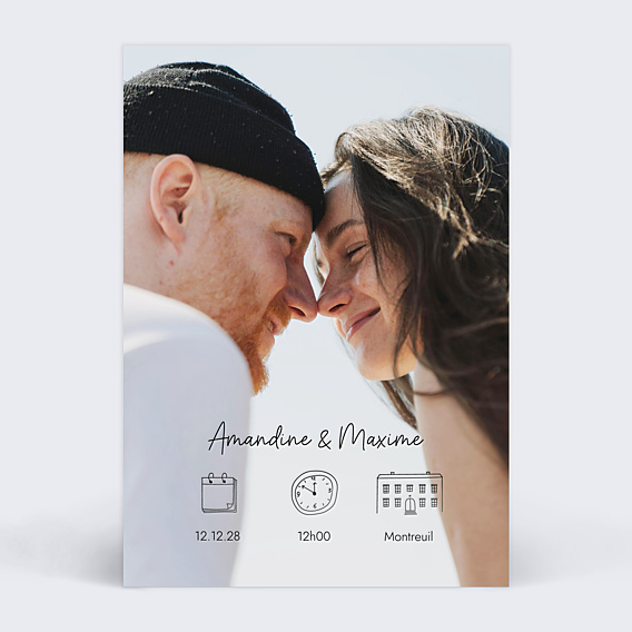 Faire part mariage Programme Pleine Page Noir