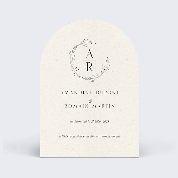 Faire part mariage Initiales Raffinées