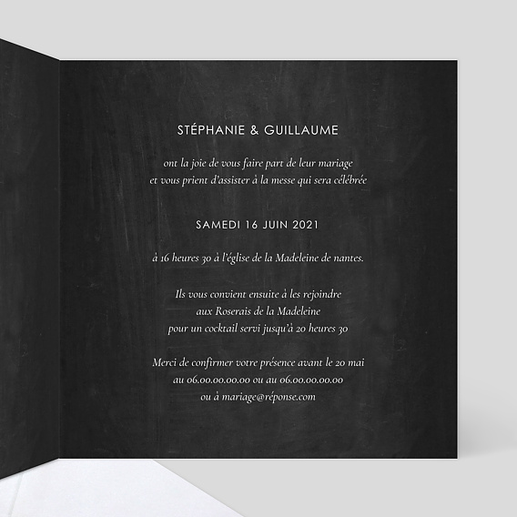 Faire part mariage Ardoise Multi-photos Intérieur Droit