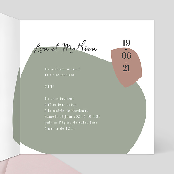 Faire part mariage Argile Intérieur Droit