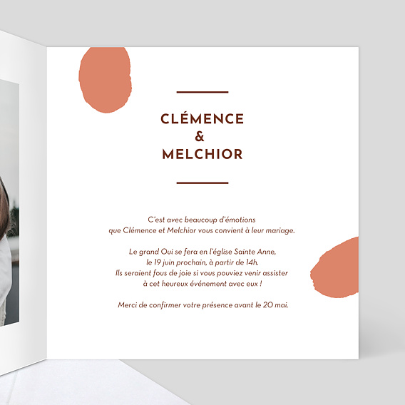 Faire part mariage Aurora Intérieur Droit