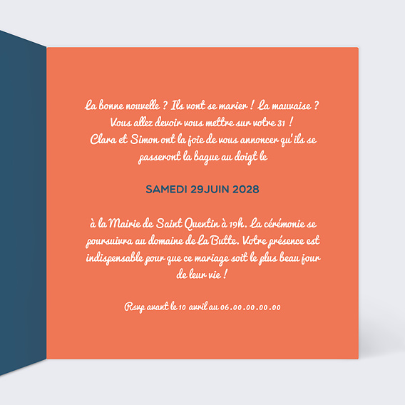 Faire part mariage Bois Flotté Intérieur Droit