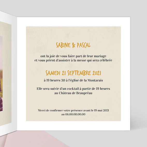 Faire part mariage Born to Ride Together Intérieur Droit