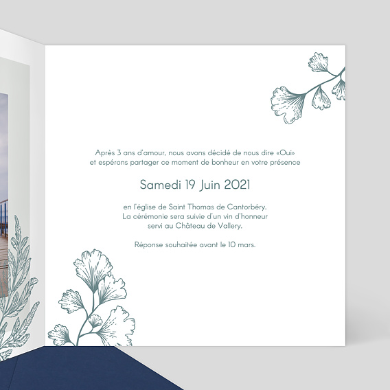 Faire part mariage Botanic Wedding Intérieur Droit