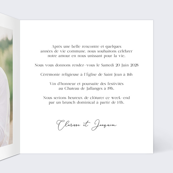 Faire part mariage Cadre minimaliste chic Intérieur Droit