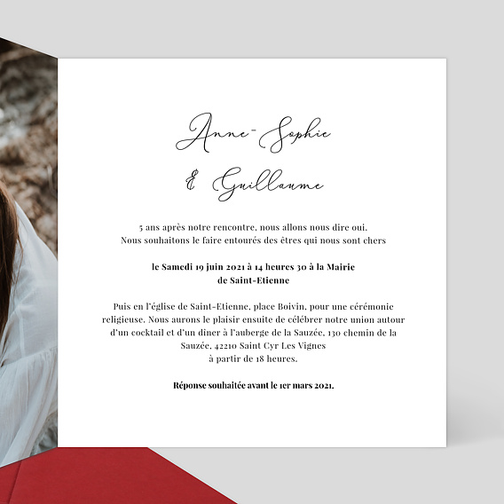 Faire part mariage Calligraphie Oui ! Intérieur Droit