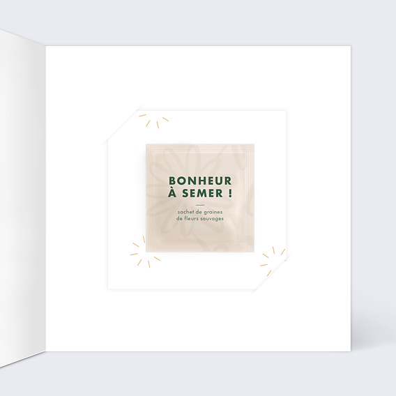 Faire part mariage Carte graines 100% personnalisable Intérieur Droit