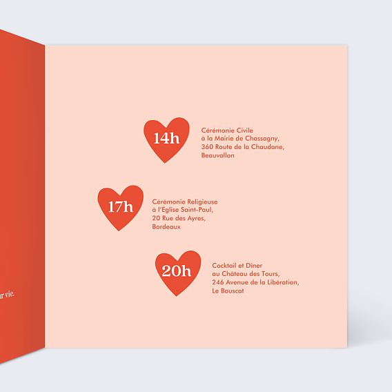 Faire part mariage Chanson d’Amour Intérieur Droit