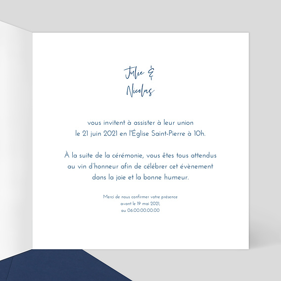 Faire part mariage Multiphotos chic Intérieur Droit