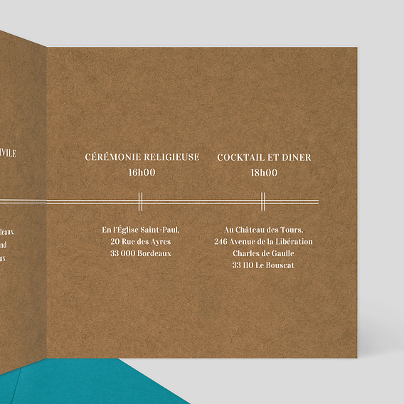 Faire part mariage Bohème kraft Intérieur Droit