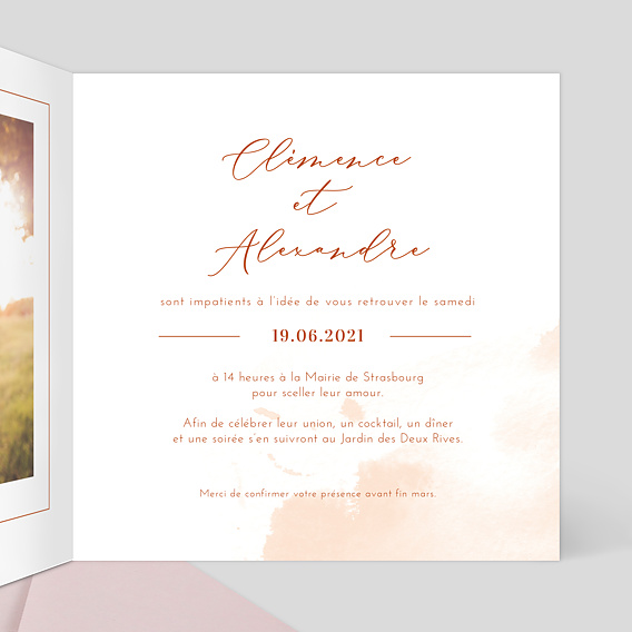 Faire part mariage Été indien Intérieur Droit