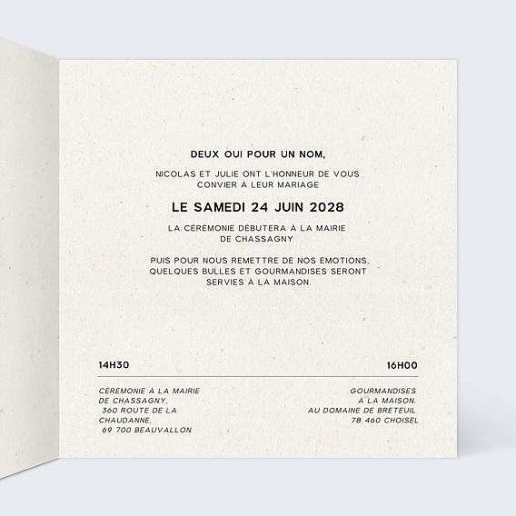 Faire part mariage Couple Dansant Intérieur Droit