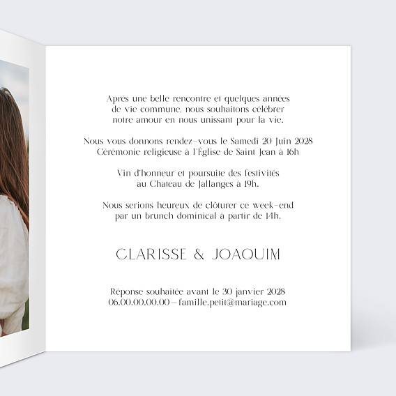 Faire part mariage Couronne chic Intérieur Droit