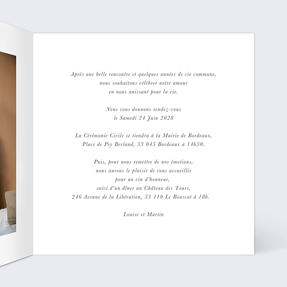 Faire part mariage Couronne jardin sauvage Intérieur Droit