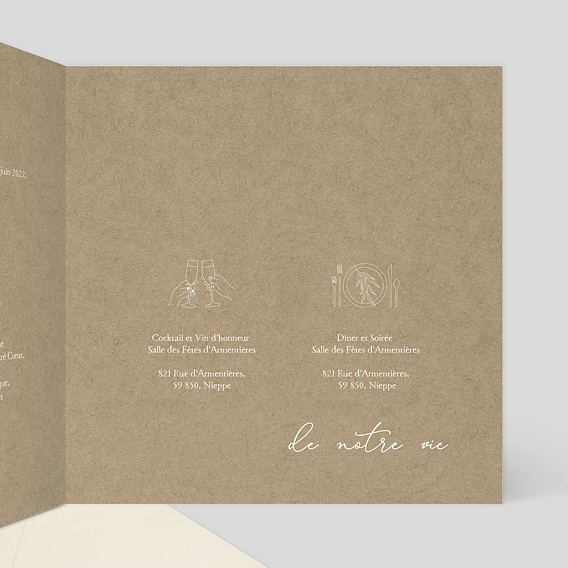 Faire part mariage Cueillette Intérieur Droit