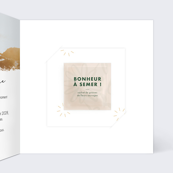 Faire part mariage Effet photo avec graines Intérieur Droit