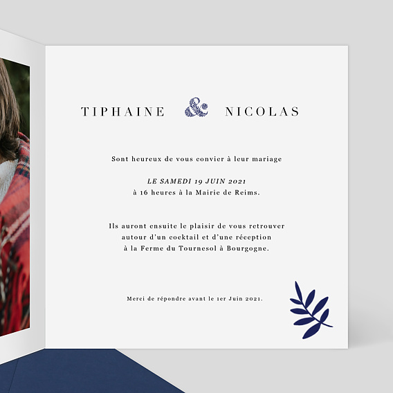 Faire part mariage Esperluette Intérieur Droit