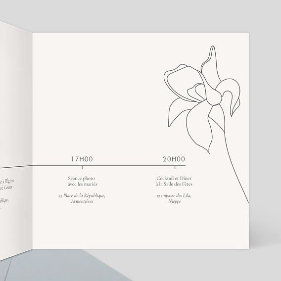 Faire part mariage Iris Intérieur Droit