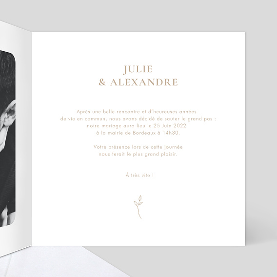 Faire part mariage Joli Bouquet Intérieur Droit