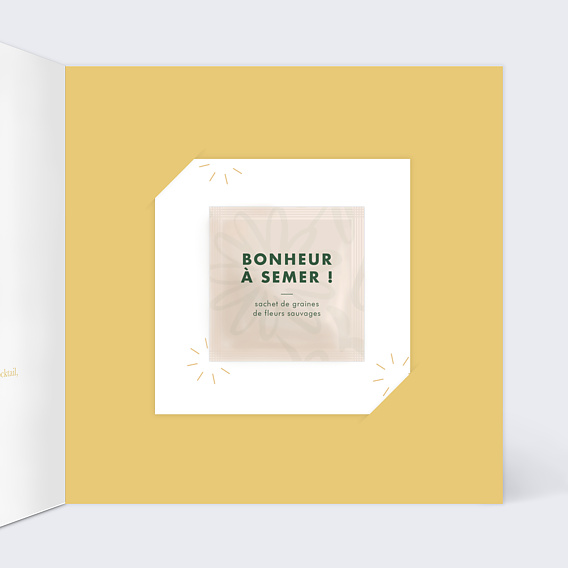 Faire part mariage Joli Oui avec Graines Intérieur Droit