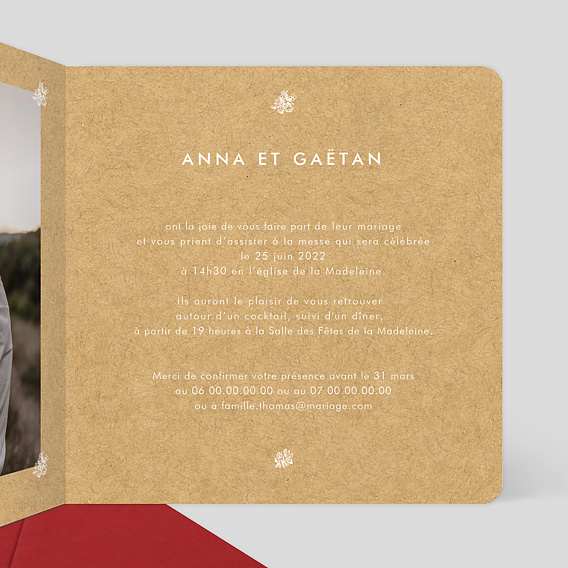 Faire part mariage Jolie Dentelle Intérieur Droit
