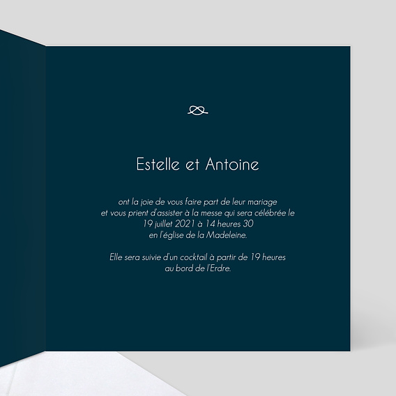 Faire part mariage Jolis noeuds Intérieur Droit