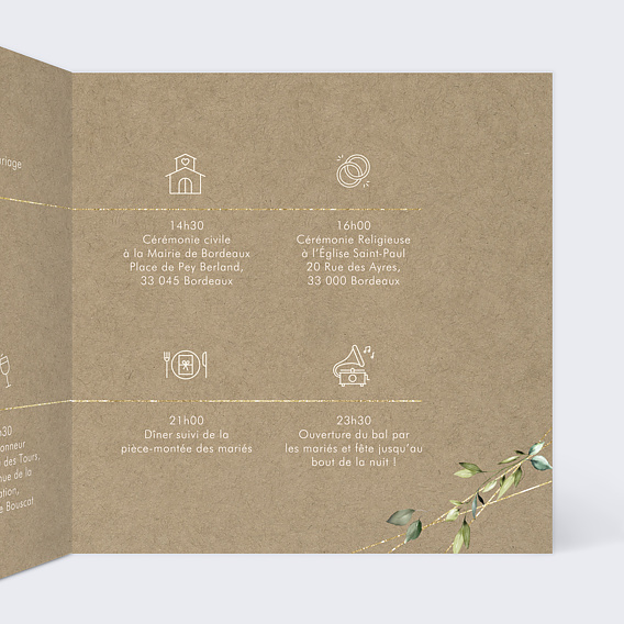 Faire part mariage Modern Love Intérieur Droit