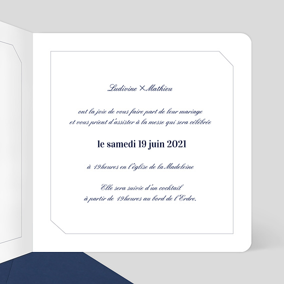 Faire part mariage Monogramme Intérieur Droit