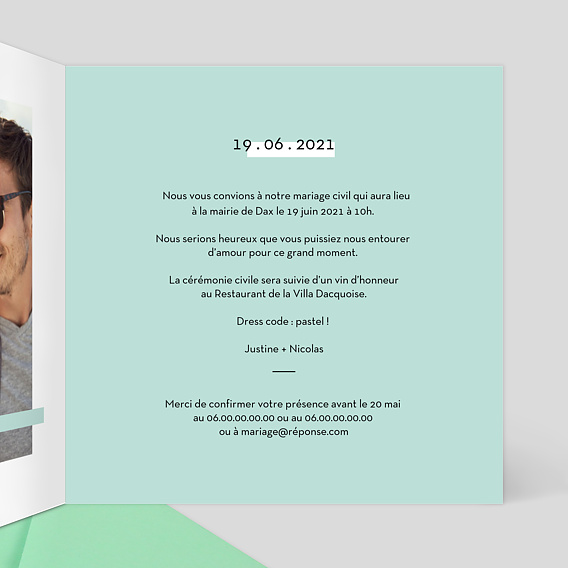 Faire part mariage Original Labyrinthe Intérieur Droit