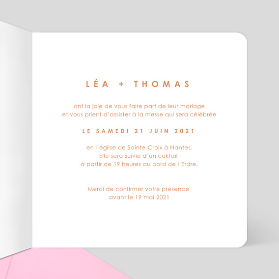 Faire part mariage Petite Fleur Intérieur Droit