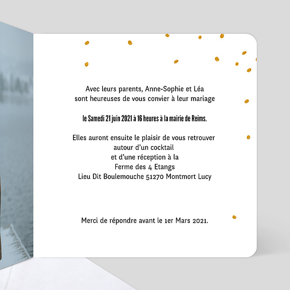 Faire part mariage Poussière d'étoiles Intérieur Droit