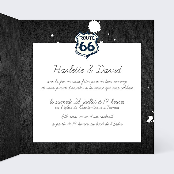Faire part mariage Route 66 Intérieur Droit