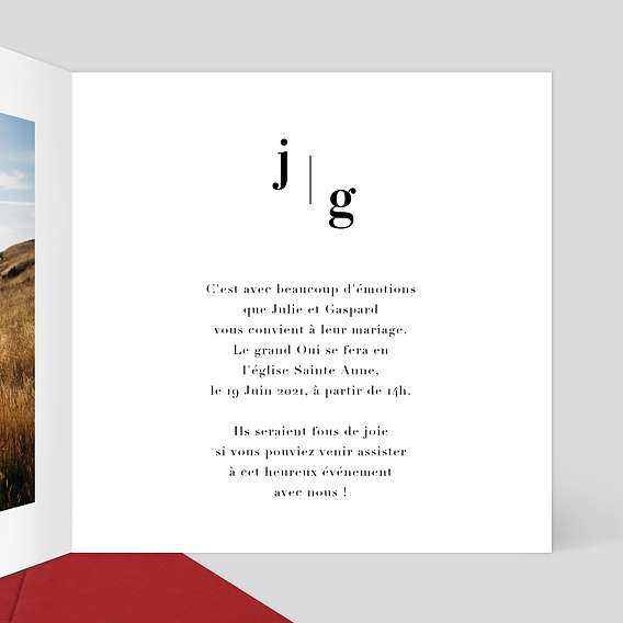 Faire part mariage Sahara Intérieur Droit