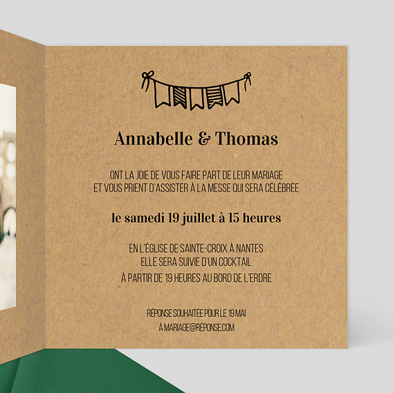 Faire part mariage Petit Carnet Intérieur Droit