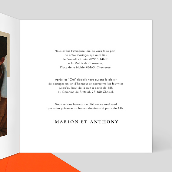 Faire part mariage Scrapbooking Intérieur Droit