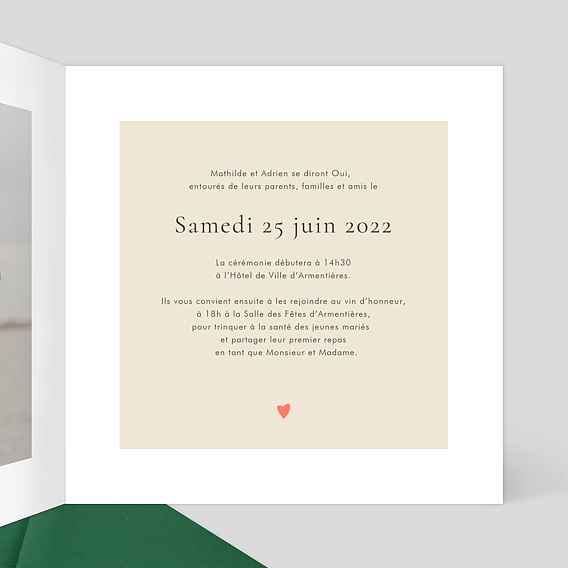 Faire part mariage Tandem Intérieur Droit