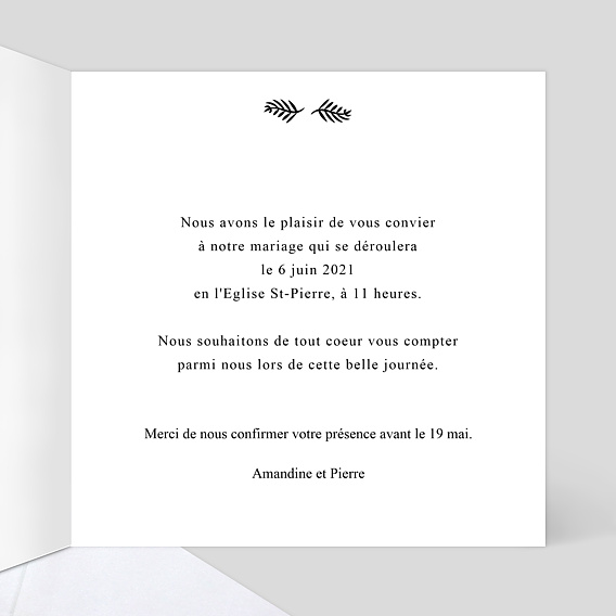 Faire part mariage Thème Cinéma Intérieur Droit