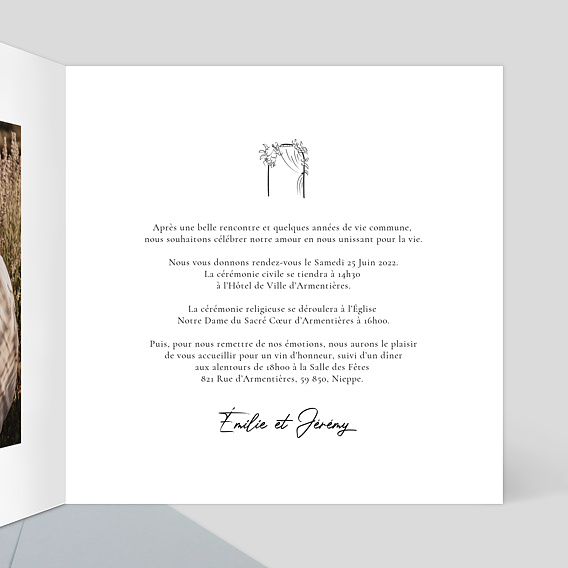 Faire part mariage Timeline Calligraphie Intérieur Droit