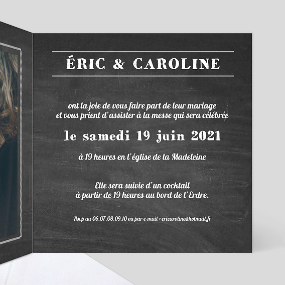 Faire part mariage Timeline Chiffrée Intérieur Droit