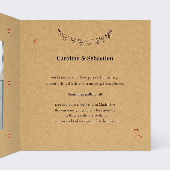 Faire part mariage Timeline Intérieur Droit